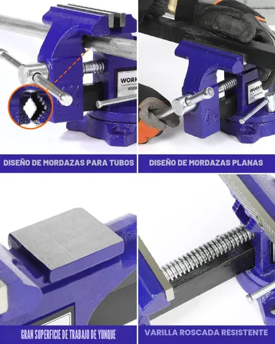 Vista 7 de WORKPRO Tornillo de banco, tornillo de 4-1/2" para banco de trabajo, tornillo de combinación de utilidad para tubería y hogar, tornillo de banco