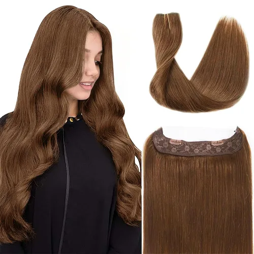 Vista 15 de Tinashe Extensiones de cabello humano real con alambre, lacio, 12 pulgadas, 2.47 onzas, rubio claro, con reflejos rubio dorado, extensiones