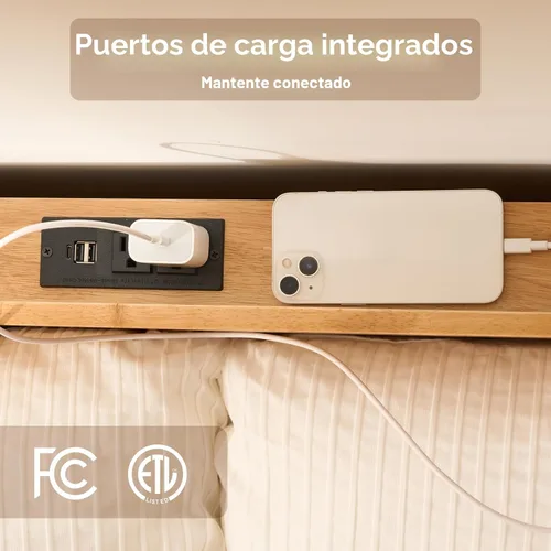 Vista 7 de FLEXISPOT Hako G1 - Cama de plataforma de madera maciza tamaño Queen con montaje sin herramientas Roble natural