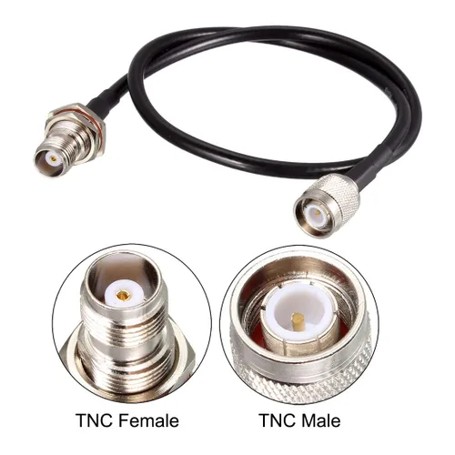 Vista 2 de uxcell Varón del cable coaxial del RF RG58 TNC al cable de puente hembra de la coleta de TNC 50 ohmios 20 pulgadas