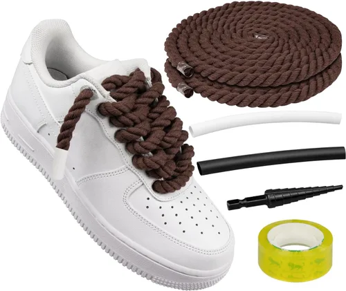 Vista 18 de Endoto Cordones de cuerda para Air Force 1, agujetas gruesas y voluminosas para zapatos deportivos AF Azul bebé
