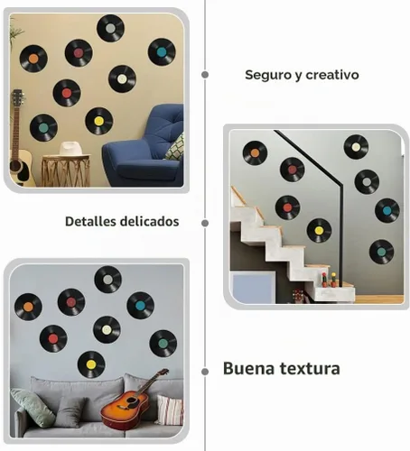 Vista 6 de 16 discos de vinilo para decoración de discos de vinilo, recortes de plástico, calcomanías falsas de plástico, decoración de fiesta temática
