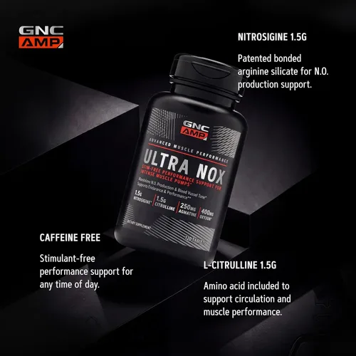 Vista 5 de GNC AMP Ultra Nox, soporta resistencia y rendimiento, sin estimulaciones