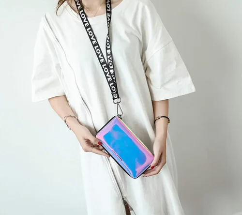 Vista 3 de Marchome Holographic Clutch - Cartera iridiscente para teléfono móvil con correa extraíble