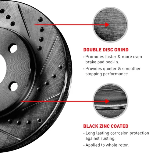 Vista 5 de R1 Concepts Kit de rotor de freno trasero delantero Rotores de freno, disco de freno Perforado y ranurado compatible con Mazda 6 2016-2019
