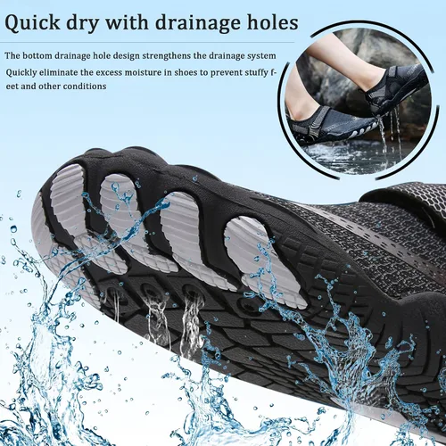 Vista 4 de Aoikoy Zapatos acuáticos para mujer y hombre, zapatos de agua descalzos, unisex, de secado rápido, para correr, gimnasio, fitness, para playa, yoga