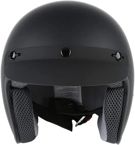 Vista 5 de TCMT Adult Motorcycle 3/4 Open Face Helmet with Visor Cafe Racer Cruiser DOT Approved Negro mate-A