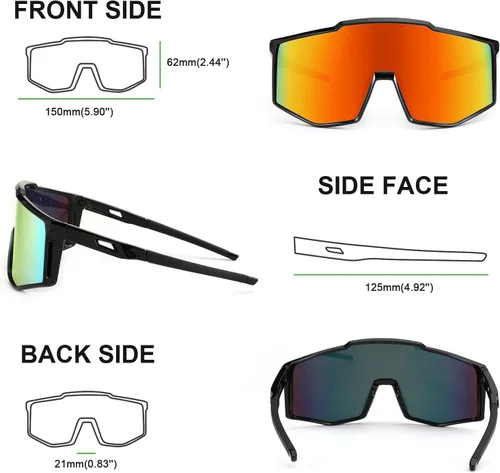 Vista 5 de Karsaer Vision - Gafas de sol deportivas envolventes con visera de los años 80, lentes de sol de béisbol para jóvenes, niños, adolescentes, niños