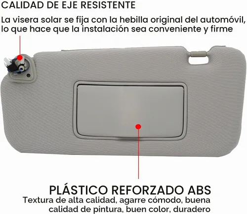 Vista 4 de Dasbecan Visera solar del lado izquierdo del conductor con luz compatible con Nissan Murano 2009 2010 2011 2012 2013 2014 gris 96401-1AA1B