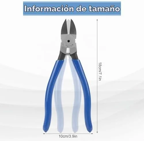 Vista 2 de TU-728 Cortadores de puerta empotrados - Alicates diagonales azules portátiles para varios cables