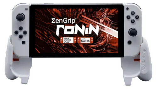 Vista 5 de Satisfye - ZenGrip Ronin White Slim Bundle, Accessories Compatible with Nintendo Switch & OLED - The Bundle includes White ZenGrip and Grey ZenCase