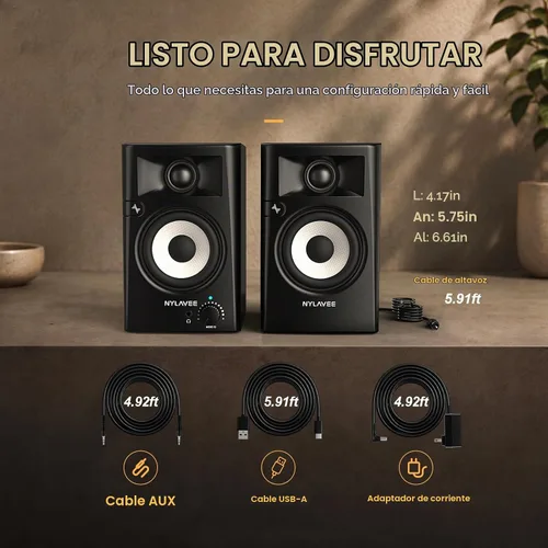 Vista 8 de Nylavee Altavoces de escritorio, Altavoces de computadora de alta resolución para PC de escritorio con LDAC