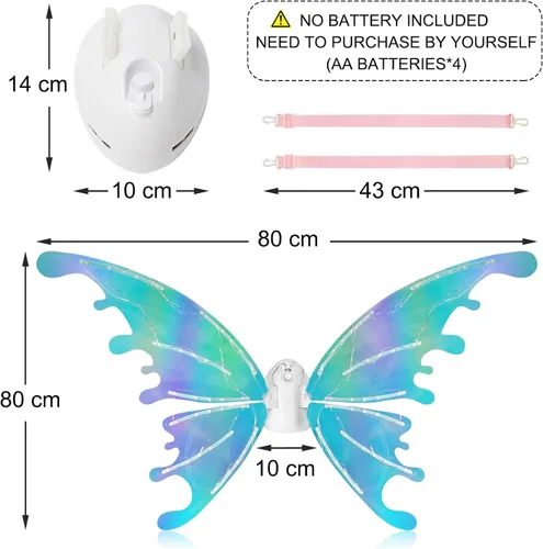 Vista 2 de GOLDGE Alas de hadas iluminadas para niñas y mujeres adultas, alas de ángel de mariposa para Halloween, Navidad, disfraces de fiesta