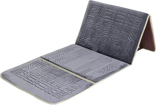 Vista 8 de Alfombra de oración con soporte de espalda/silla plegable de meditación y bolsillo de transporte (negro)