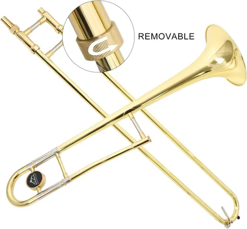 Vista 4 de EASTROCK Trombón tenor de deslizamiento Bb de latón Instrumento musical con estuche duro, boquilla, guantes, paño de limpieza para estudiantes