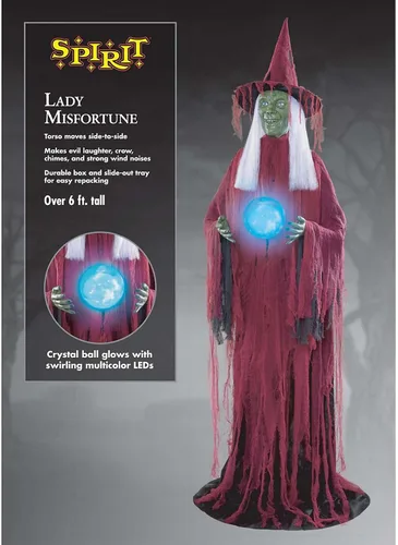 Vista 9 de Spirit Halloween Animatronic Lady Misfortune de 6 pies y 11 pulgadas, decoración de Halloween