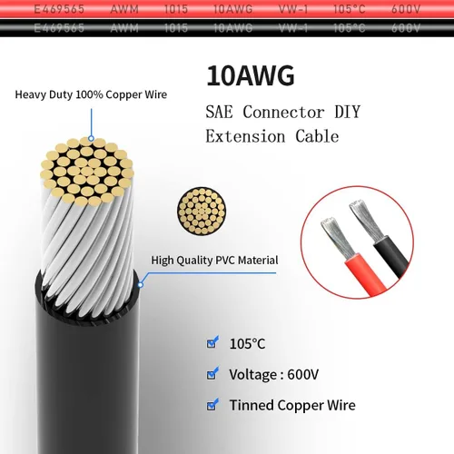 Vista 4 de ELFCULB Clips de Cocodrilo de Batería 10AWG 2FT a Terminal de O Ring Arnés, Cable de Desconexión Rápida con 5 Fusibles para Inversor de Carga