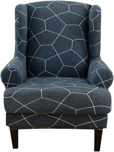 Vista 17 de Fundas para silla Wingback, 2 piezas, estilo americano, fundas elásticas para sillón de ala con parte inferior elástica, protector de muebles