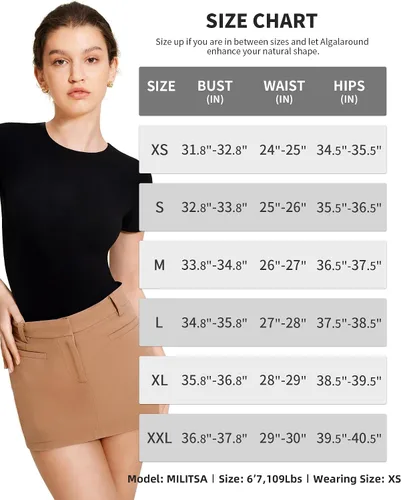 Vista 5 de ALGALAROUND Body de manga corta con doble forro para mujer, camisetas básicas, trajes corporales
