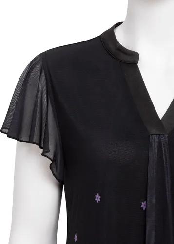 Vista 3 de VALOLIA Blusas de verano para mujer, cuello en V, manga corta, volantes, blusas de doble capa, camisas elegantes florales