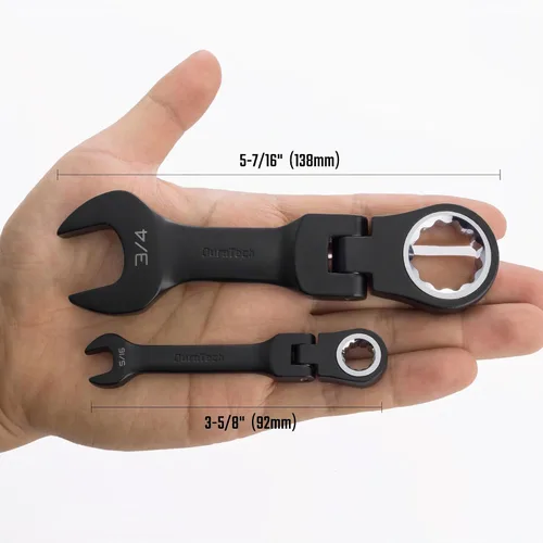 Vista 6 de DURATECH Stubby - Juego de llaves combinadas de trinquete de cabeza flexible, SAE, 8 piezas, 5/16" a 3/4", acero CR-V, revestimiento electroforético