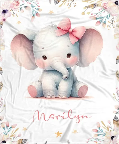 Vista 47 de Manta de bebé personalizada para niñas y niños pequeños, recién nacidos, regalos personalizados de vaca floral con nombre y texto, 40 x 30 pulgadas