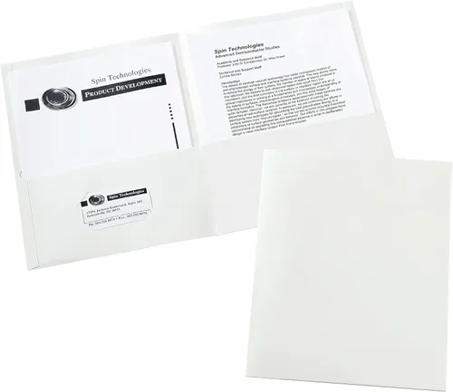Vista 3 de Carpeta de dos bolsillos, capacidad para 40 hojas, 11 x 8.5, blanco, 25/caja