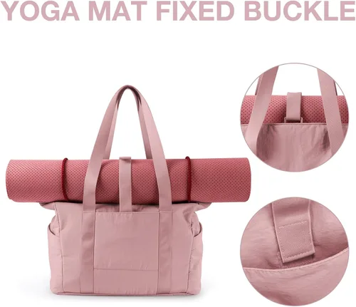 Vista 4 de BAGSMART Bolso de mano grande para mujer, bolso de hombro con asa superior con hebilla para esterilla de yoga para gimnasio, trabajo, escuela