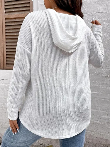 Vista 2 de SOLY HUX Sudaderas con capucha de talla grande para mujer, manga larga, con cordón de punto gofre, sin botones