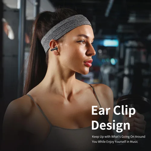 Vista 6 de Auriculares con clip, auriculares inalámbricos con clip de oreja abierto, Bluetooth 5.4, llamada de voz clara, auriculares deportivos con estuche