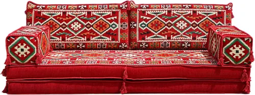 Vista 22 de arabicsofa Sofá Tradicional Árabe para Piso – Juego de Cojines Modulares para Sala de Estar Azul