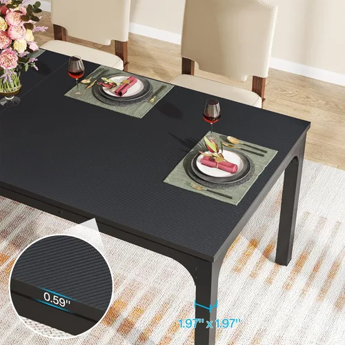 Vista 6 de Tribesigns Mesa de comedor negra para 6-8 personas, mesa rectangular grande de 78 pulgadas para comedor, 78.7 x 27.5 x 29.5 pulgadas (solo mesa)