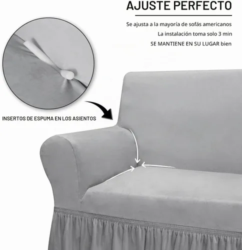 Vista 9 de NICEEC Funda de Sofá Súper Suave de 1 Pieza Gris Claro Funda Deslizable para Sofás Elástica Universal de Spandex Fundas de Sofá para Sala de Estar