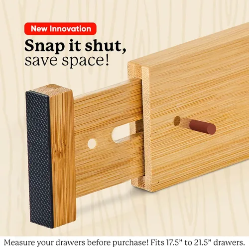 Vista 5 de Night Tree Separadores de cajones de bambú expandibles, organizadores de madera con resorte para ropa, utensilios de cocina, baño y cajones