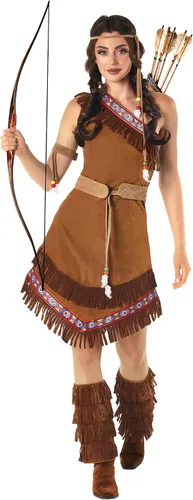 Vista 3 de fun shack Disfraz de nativo americano para mujer, disfraz de princesa de doncella, disfraz de princesa guerrera para Halloween