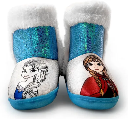 Vista 2 de Disney Frozen Anna & Elsa Blue - Pantuflas iluminadas para niña (niña)