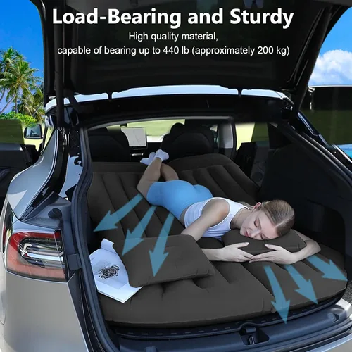 Vista 3 de Colchón de aire para automóvil compatible con Tesla modelo Y, cama inflable, cama para dormir en el automóvil, colchón plegable para Negro