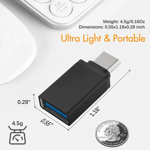Vista 5 de Adaptador USB C a USB 3.0, paquete de 4 adaptadores USB C a A macho a hembra compatibles con MacBook 2018 2017 2016, Samsung Galaxy Note 8, Galaxy