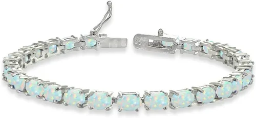 Vista 16 de B. BRILLIANT Pulsera para mujer, pulsera de piedra natal, 0.236 x 0.157 pulgadas, de corte ovalado, auténtica o sintética, pulseras de plata de ley