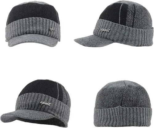 Vista 6 de Gorro de invierno para hombre con forro polar, con visera