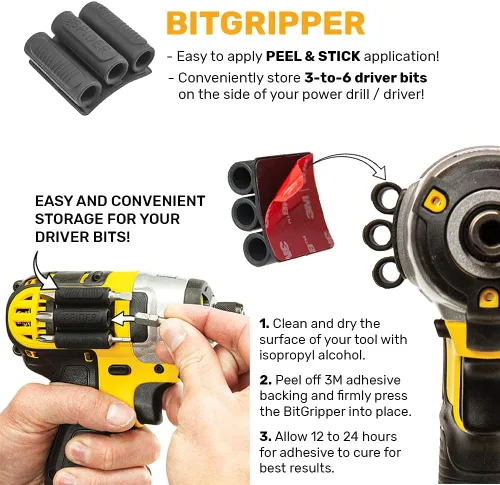 Vista 3 de Spider Funda para Herramientas - BitGripper v2 - Paquete de Dos - Complemento de Taladro con Adhesivo 3M de Alta Resistencia para Fácil Acceso a (2)