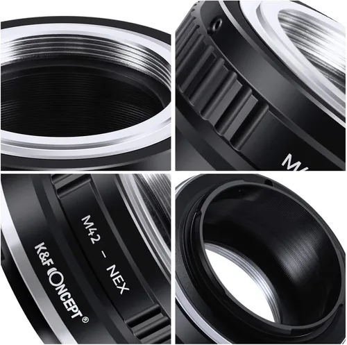 Vista 2 de K&F Concept - Adaptador de Montura de Objetivo Compatible con Lente M42 a Cámara NEX con Montura E Compatible con Sony Alpha NEX-7, NEX-6, NEX-5N