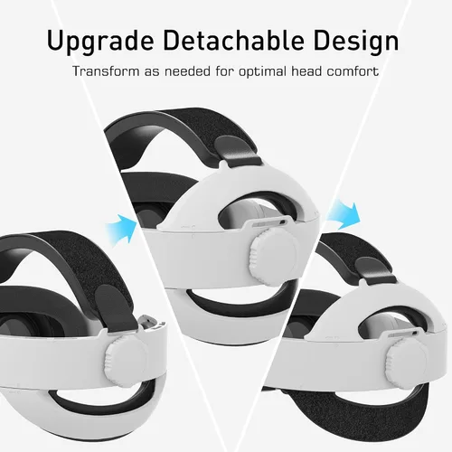 Vista 4 de Kuject Design Comfort Head Strap Accessories for Quest 3, Elite Strap Replacement with Adjustable Hinge and Enlarged Head Support, VR Accessories