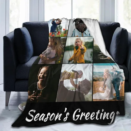 Vista 13 de Manta de cama personalizada con texto de fotos, mantas personalizadas con collage de fotos, mantas personalizadas para regalo de cumpleaños 1 Foto