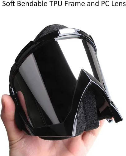Vista 3 de Gafas de motocicleta, gafas para bicicleta de tierra y motocross, anti UV y a prueba de polvo, flexibles, lente plateada antiniebla