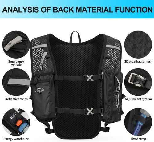 Vista 2 de INOXTO Running Hydration Vest Backpack,Lightweight Insulated Pack with 1.5L Water Bladder Bag Daypack for Trail Hiking Running Cycling Race Marathon