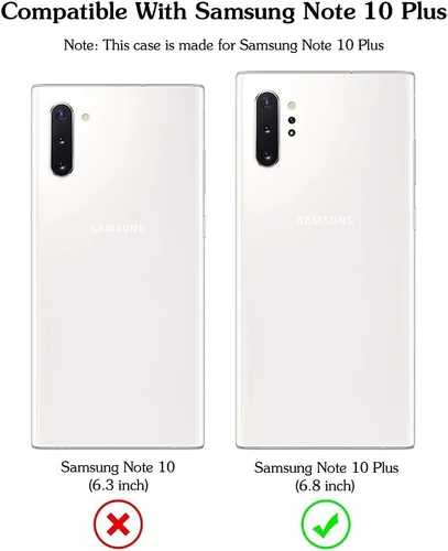 Vista 2 de AIGOMARA Funda compatible con Samsung Galaxy Note 10 Plus, diseño de corazón, cubierta de teléfono de cuerpo completo, protección a prueba de Negro
