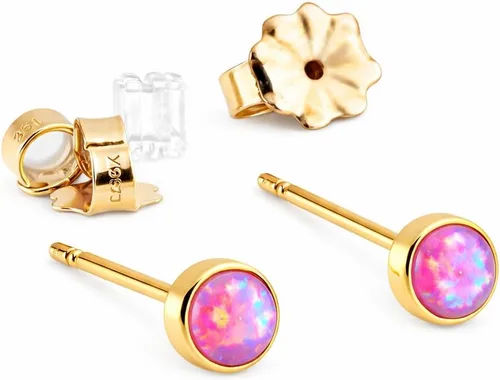 Vista 15 de Juego de aretes pequeños de oro con bisel, bola para cartílago, tragus, hélice, múltiples joyas hipoalergénicas de piedra natal para mujer