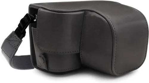 Vista 14 de MegaGear MG1651 Ever Ready Funda de piel para cámara Compatible con Sony Alpha A6400 (16-50mm) - Negro