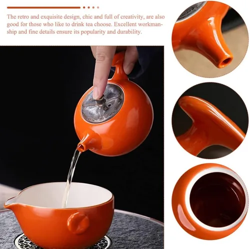 Vista 6 de Tetera de cerámica elegante hervidor de té para el hogar, cocina elegante, accesorio de té, accesorios para el hogar, suministro de té, tetera
